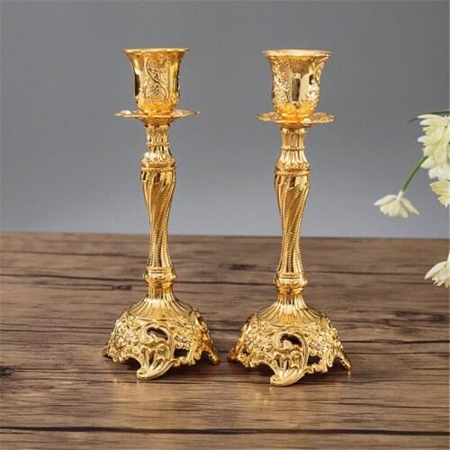 2 Pcs Vintage Metal Pillar Candlestick Holders Creativity Candelabra Set for Wedding Party Dinner Centerpiece Home Decoration