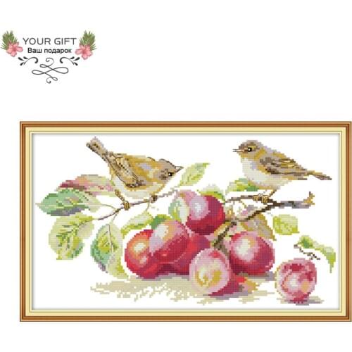 Joy Sunday DA215 14CT 11CT Stamped and Counted Home Decoration Little Bird And Apricot Cross Stitch