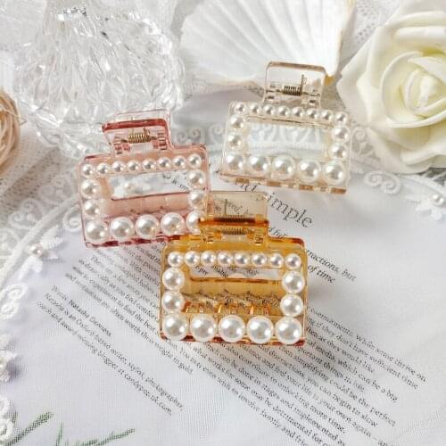 Women Fashion Color Pearl Hair Clip Lady Korean Transparent Party Hair Claw