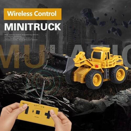 1:64 Mini Size Wireless Remote Control Vehicle Loader Crane Dump Truck Anti-fall Rubber Tires Rechargeable Electric Truck Model