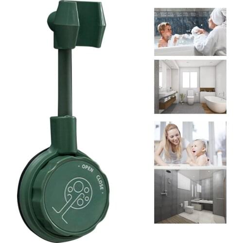 2 Pieces Suction Cup Shower Head Holder Bathroom Showerhead Bracket Detachable Universal Bath Stand, Dark Green