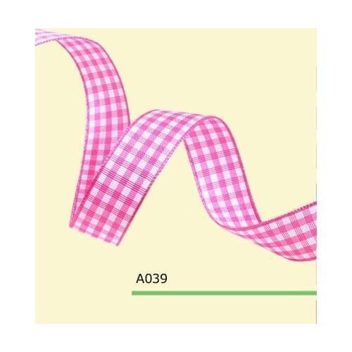 3/8" Inch 9 mm or 10 mm checked plaid gingham ribbon