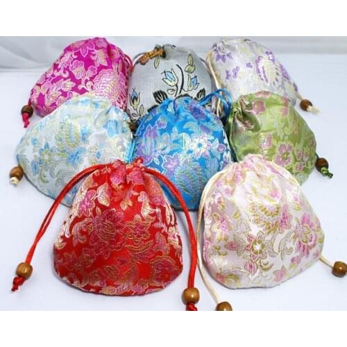 50pcs Cheap Chinese Silk Jewelry Pouch Drawstring Gift Bag Small Packaging Bags for Jewelry Satin Jewellery packaging pouch