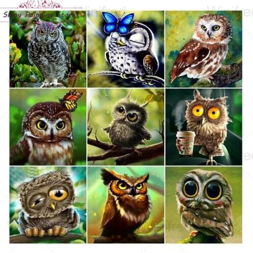 DIY 5D Diamond Painting Owl Tree Handicrafts Rhinestone Picture Wall Art Diamond Embroidery Cute Animals Mosaic Home Decoration