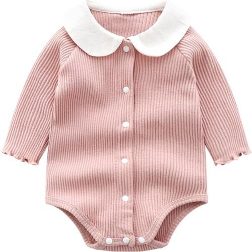 Baby Romper Doll collar Korean version Autumn winteGirls Jumpsuit Long Sleeves Made of Cotton Bodysuit Newborn Cotton 2021