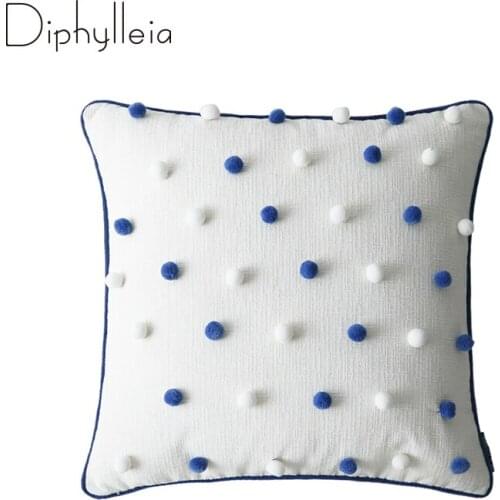 Diphylleia Chaise Cushion Cover Velvet Pompom Decorative INS Modern Nordic Handicraft Pillow Case Sofa Couch Bed Living Room