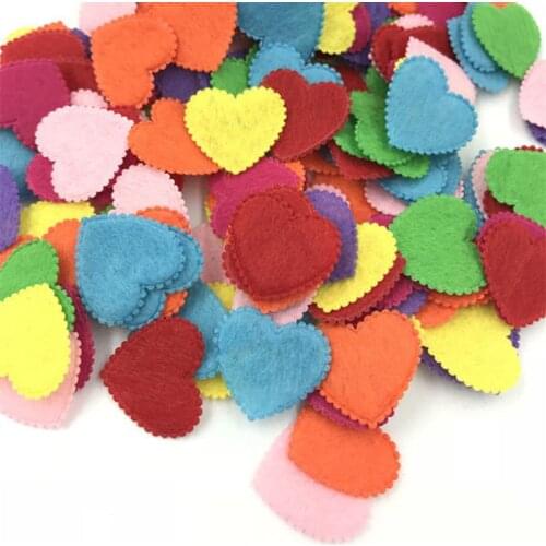 DIY 200pcs Mixed Colors Die Cut Felt Heart-shaped Fit Cardmaking decoration 20mm