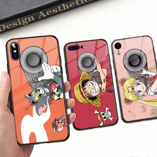 For Case Cartoon Rocket Turret Phone Case Tempered Glass Case Hard Back Cover Gorgeous For Samsung S8 S9plus S10 S20pro Note8-20