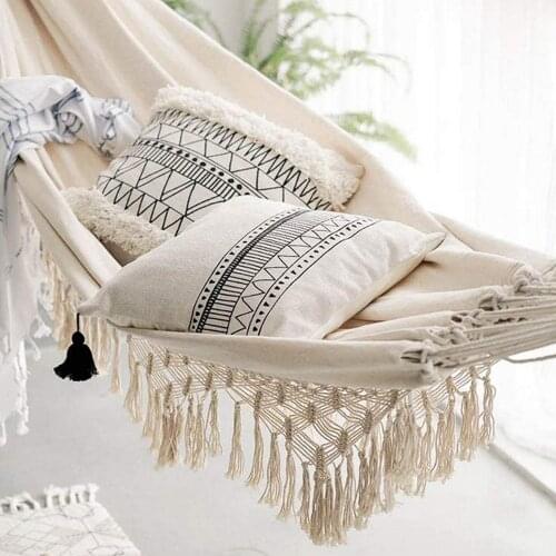 Double Boho Tassel Nest Hammock Swing Chair Outdoor/Indoor Picnic Garden Macrame Brazilian Hammock Hanging Net Chair Swings