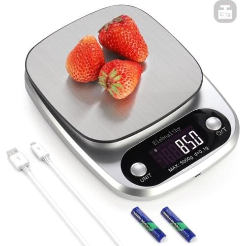 Stainless Steel Precision USB Electronic Kitchen Scale Balance Food Scale 0.1/1 Grams Household Kitchen Tool Measuring Scale