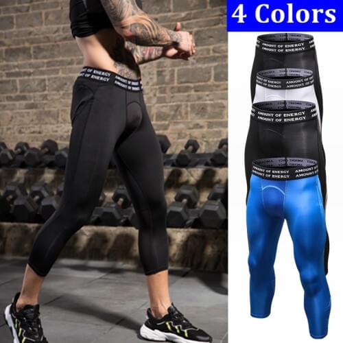 Summer Compression Man Sport Capri Pants Men Sports Tights For Men Basketball Tights Male Compress Run Crossfit Leggings 3/4