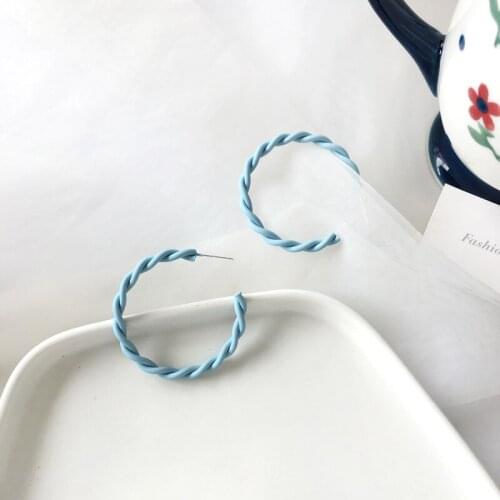Circle Beautiful Brief Hyperbole Hoop Earrings Twist Fashion Atmosphere Korean Earrings