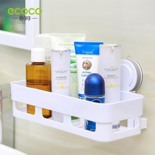 Ecoco Kitchen Shelf Waterproof Suction Cup Rack Strong Suction Non-marking Bathroom Storage Rack Suitable for Rough Surface