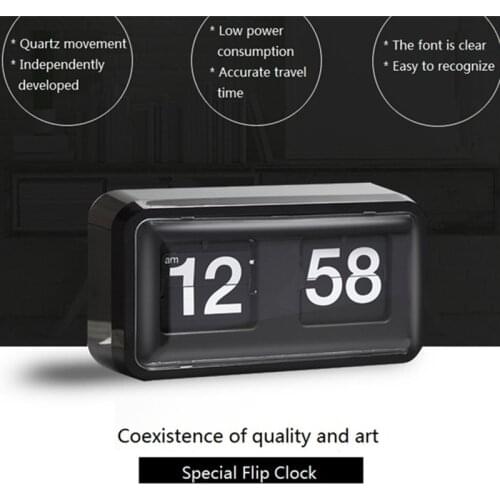 Square Auto Flip Table Clock Desk Watch Protective Cover Modern Clocks Desktop Oficina Decoracion Escritorio Bedroom Decoration
