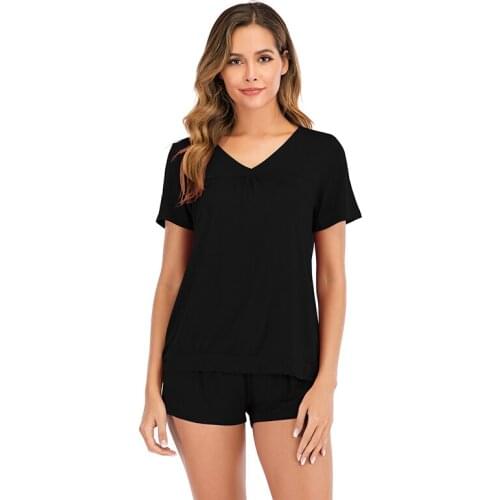 Summer Women Pajamas Set 2pcs Loose Sports Short Sleeve Homewear Sleepwear Female Leisure Home Wear
