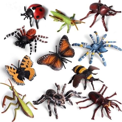 Simulation Mini Insect PVC Ladybug Bee Longicorn Spider Models Action Figures Collection Cognition Educational Toys