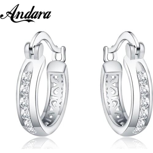 Fashion 925 Silver Earrings Zircon Crystal Round Earrings Woman Glamour Jewelry Gift