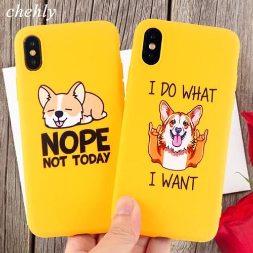 Trendy Corgi Phone Case for iPhone 6s 7 8 11 Plus Pro X XS Max XR Funny Cases Soft Silicone Fitted Cell Phone Accessories Covers