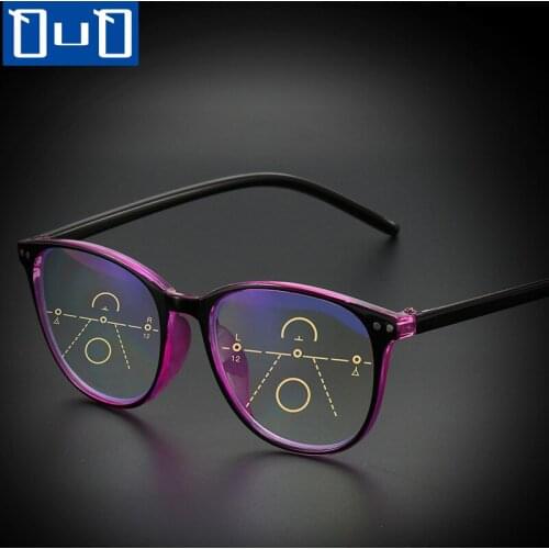 New Anti-blue Light Progressive Multifocal Reading Glasses Women&Men Classic Oversize Frame Presbyopic Glasses With +1.0to+4.0