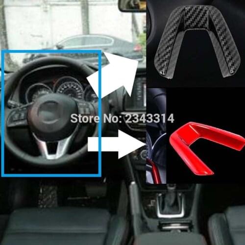 For Mazda 6 2014 2015 2016 2017 2018 ABS Interior Steering Wheel Cover Sticker Wheel Cover Frame Trim Car Styling Accessories