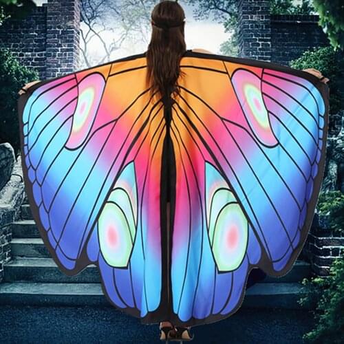 Novelty Women Butterfly Wing Shawl Cloak Halloween Women Cape Costume Accessory Party Cosplay Scarves Pashminas With Lace Mask