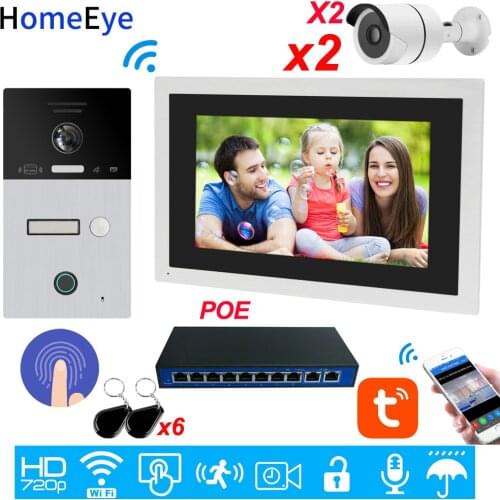 Password+RFID Card+Fingerprint Door Access Unlock WiFi Video Intercom IP Video Door Phone TuyaSmart App Remote Control+IP Camera