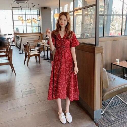 Korean Women Birthday Party Dress Flowery Chic Unif Dress V-Neck A-Line Bohemian Dresses for Women Summer Sexy Clothing
