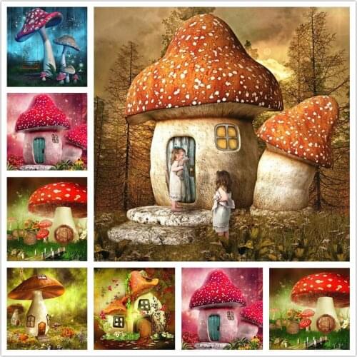Popular 5d diamond painting full Mushroom house 5d diamond embroidery full set magic house 5d diamond mosaic sale Mushroom house