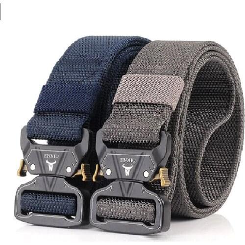 Aluminum Alloy Buckle Tactical Waist Belt Heavy Duty Training Thick Nylon Canvas Waist Belt Military Army Belt Sturdy Waistband