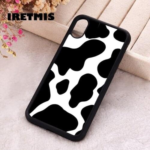 Iretmis 5 5S SE 2020 Phone Cover Case for iPhone 6 6S 7 8 Plus X Xs XR 11 12 Mini Pro Max Silicone Cow Print Animal Pattern