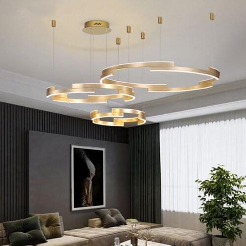 Modern led Chandelier for Living Room Bedroom Gold Round Rings Brief Home Decor Kitchen Fixtures Projects Lights