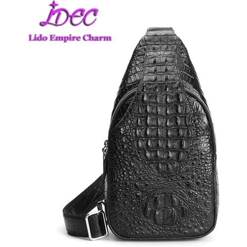 2021 Genuine Leather Mens Shoulder Bag Daily Chest Waist Packs Sling Bag Real Crocodile Skin Quality Crossbody Messenger Bag
