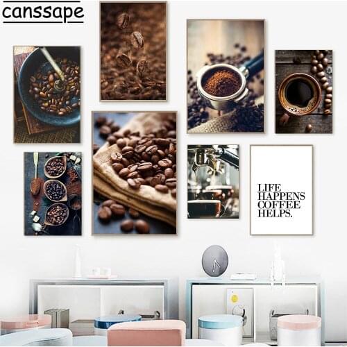 Vintage Wall Art Print Coffee Bean Canvas Painting Coffe Shop Posters Cafe Poster Modern Wall Pictures For Restaurant Decoration