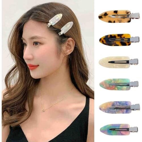 Seamless No Bend Hair Clip Acetate Leopard Pattern Side Bangs Fix Fringe Curl Pin Duckbill Barrette Makeup Hairgrips