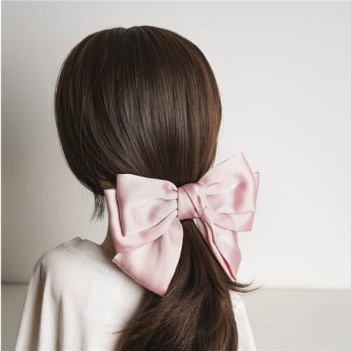 Satin Big Bow Hair Barrette hair Pin Girls Women Hair Bands Headwear Chiffon Hair Accessories