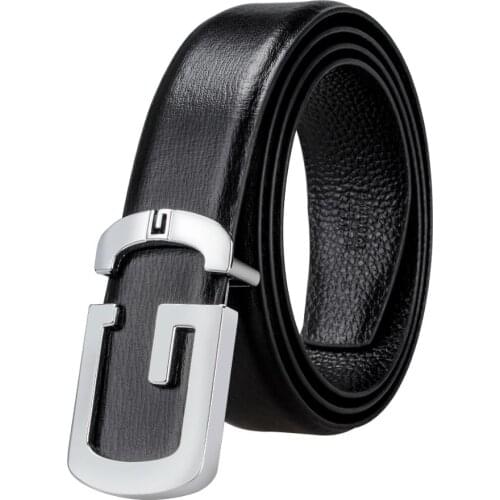 BBK-0007 2018 Barry.Wang New Genuine Leather luxury Metal Buckle Mens Belts Alloy Buckle Belts For Mens Business Party Wedding