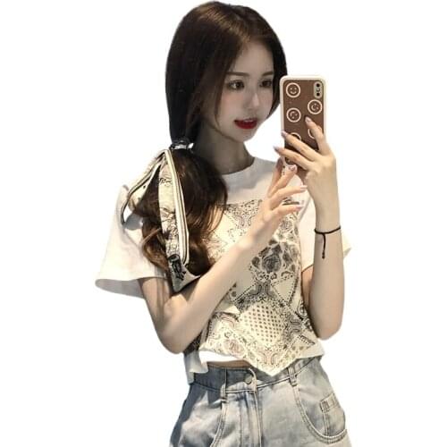 Woman tshirts white T-shirt ladies casual short-sleeved Harajuku T-shirt womens summer thin tops female soft goth aesthetic