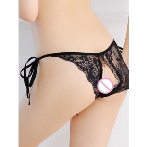 Womens Crotchless Panties Hot Girl Sexy Thong Mesh Lingerie Lace Bralet Butterfly T-back Large Size Transparent Briefs Sexi