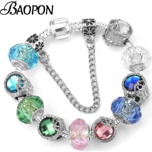 Crystal Heart To Heart Beads Charm Bracelets & Bangles For Women Wife Luxurious Zircon Brand Bracelets Jewelry Pulseras Mujer
