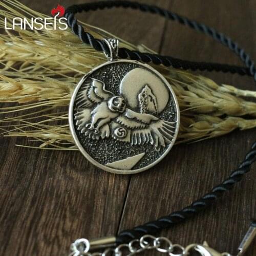 Lanseis 10pcs CH-838-C celt symbol owl animal pendant necklace Double sided pendant