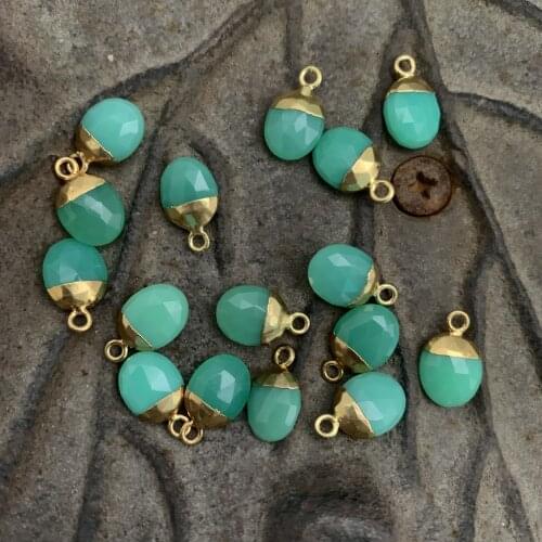 2pcs 925 gold plating Green jade pendant pine cone 8.14X13.35mm