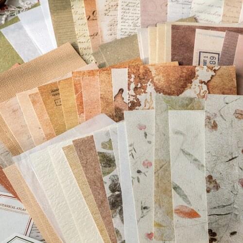 30 pcs Fingertip Temperature Mixed Material Special Paper Handmade Material Package Retro Collage Background Base Material Paper