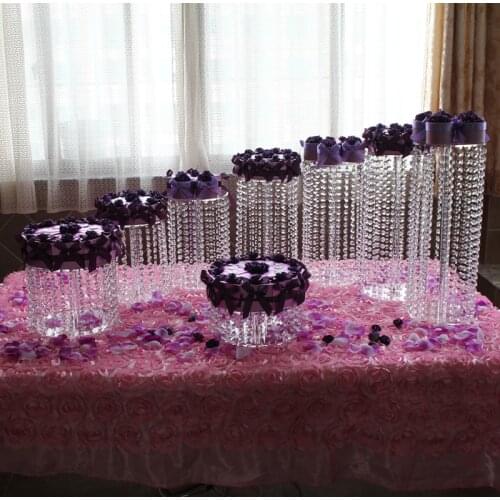 8Pcs Birthday Luxury Crystal Clear Circle Acrylic Round Cupcake Luxury Birthday Party Gift Cake Display Valentines Gift