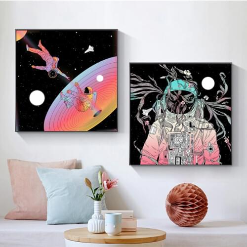 Abstract Space Astronaut Robot Canvas Painting Cartoon Posters and Prints Wall Pictures For Kids Living Room Bedroom Home Decor