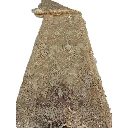 African Lace Fabric 2021 High Quality Lace Sequins Embroidery French Nigerian Tulle Lace Fabric For wedding Dress x66-556