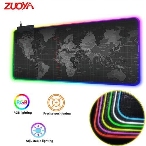 RGB Large Mouse Pad Gaming Mousepad Anti-slip Natural Rubber Gaming Mouse Mat with Locking Edge Computer Keyboard Desk LED Pad