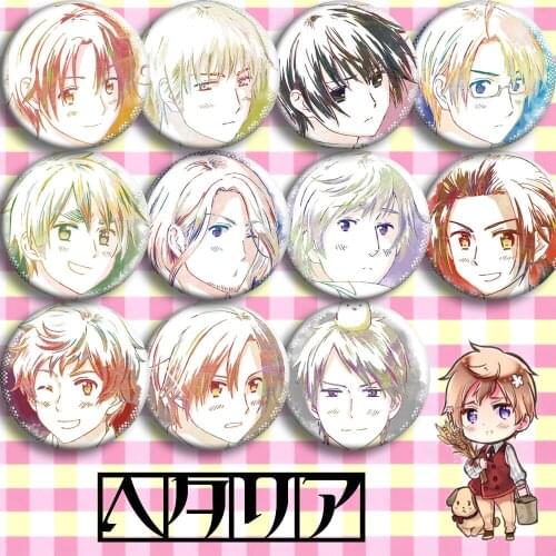 COSSUN 58MM Manga Axis powers Hetalia Cosplay Badge Brooch APH Country Pins Cartoon Collection Badges for Backpacks