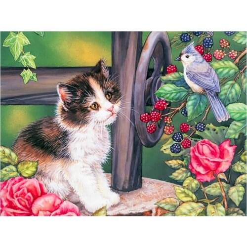 Flowers diamond mosaic painting cats birds rhinestone embroidery animal diamond art drawing picture puzzle wall paper home decor