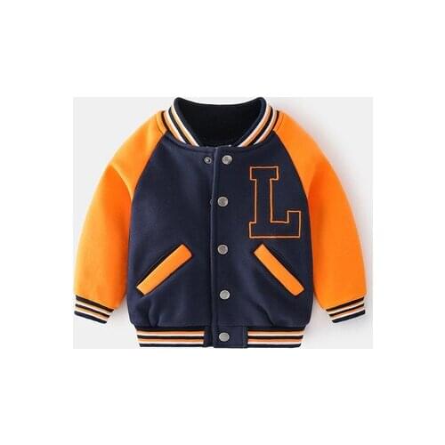 Childrens Boys Plus Fleece Baseball Uniform Coat 2021 Autumn Winter New Baby Boys and Girls Print Jacket Baby Clothes 2-7 Years