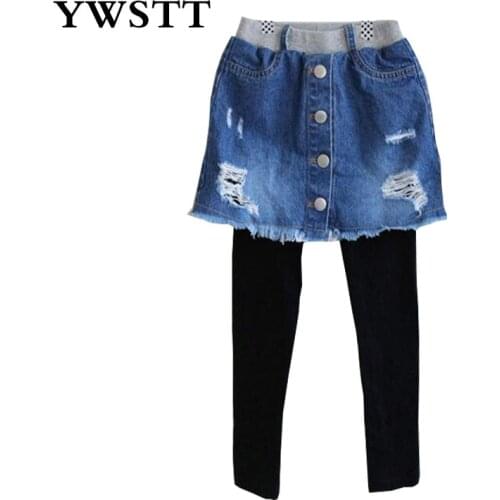 2018 Girls denim skirt Spring Girls Leggings Pants For Girls Kids Pants Cotton Children Skirt Leggings Baby Trousers Clothing